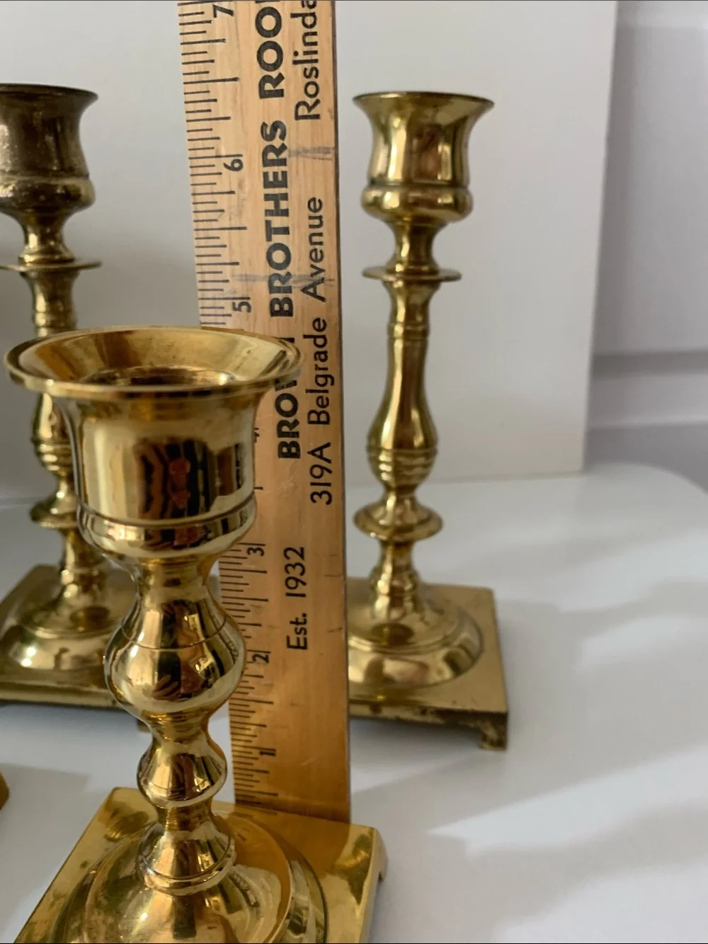Vintage Brass Candlestick Holders  2 Sets Polished Gold Finish